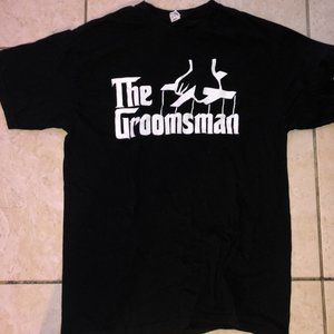 The Groomsman T- Shirt Black Size L Custom Short Sleeve Vintage